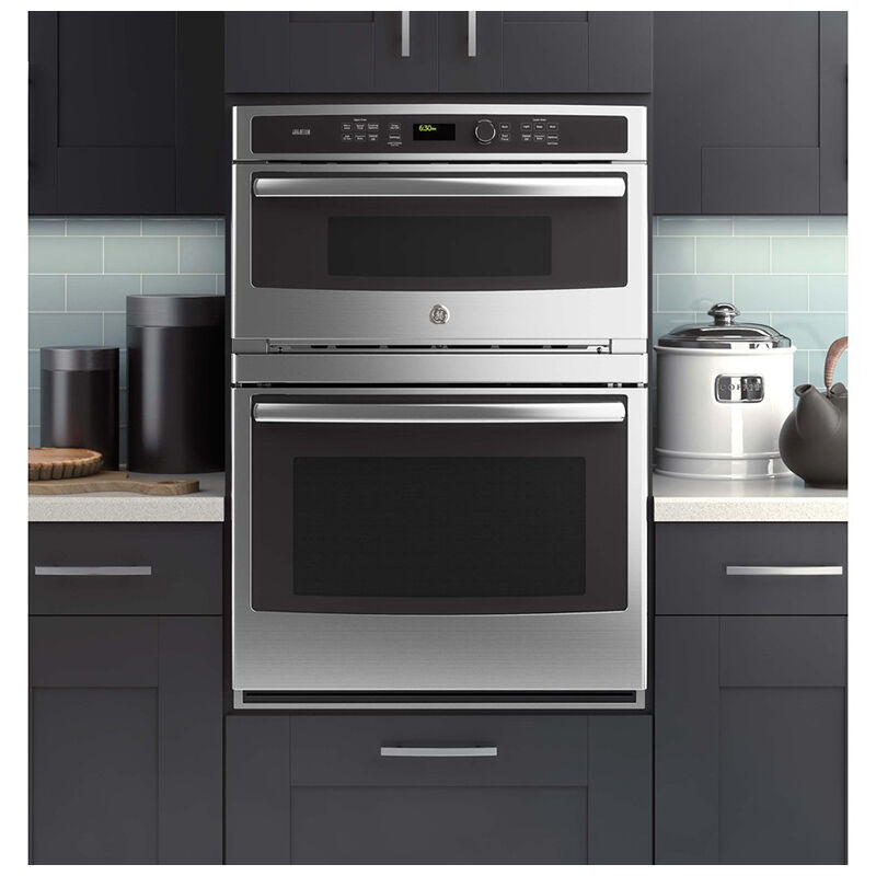 GE Profile 30 in. 6.7 cu. ft. Electric Microwave/Wall Oven Combo with True European Convection & Sensor Cooking - Stainless Steel, Stainless Steel, hires
