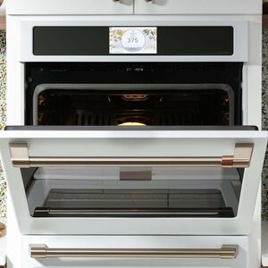 Cafe Professional Series 30 in. 10 cu. ft. Smart Top Control Electric Double Wall Oven with True European Convection - Matte White, Matte White, hires