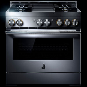 JennAir Rise Series 36 in. 5.1 cu. ft. Smart True European Convection Gas Range with 4 Sealed Burners & Griddle - Stainless Steel, , hires