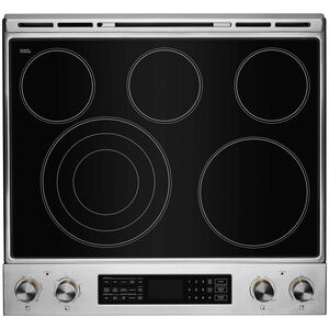 JennAir 30 in. 6.8 cu. ft. Air Fry True European Convection Slide-In Electric Range with Radiant Burners - Stainless Steel, , hires