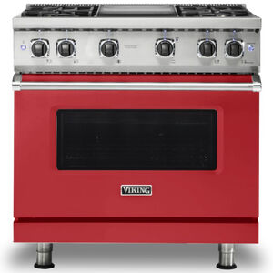 Viking 36 in. 5.1 cu. ft. Convection Oven Freestanding Gas Range with 6 Sealed Burners - San Marzano Red, , hires