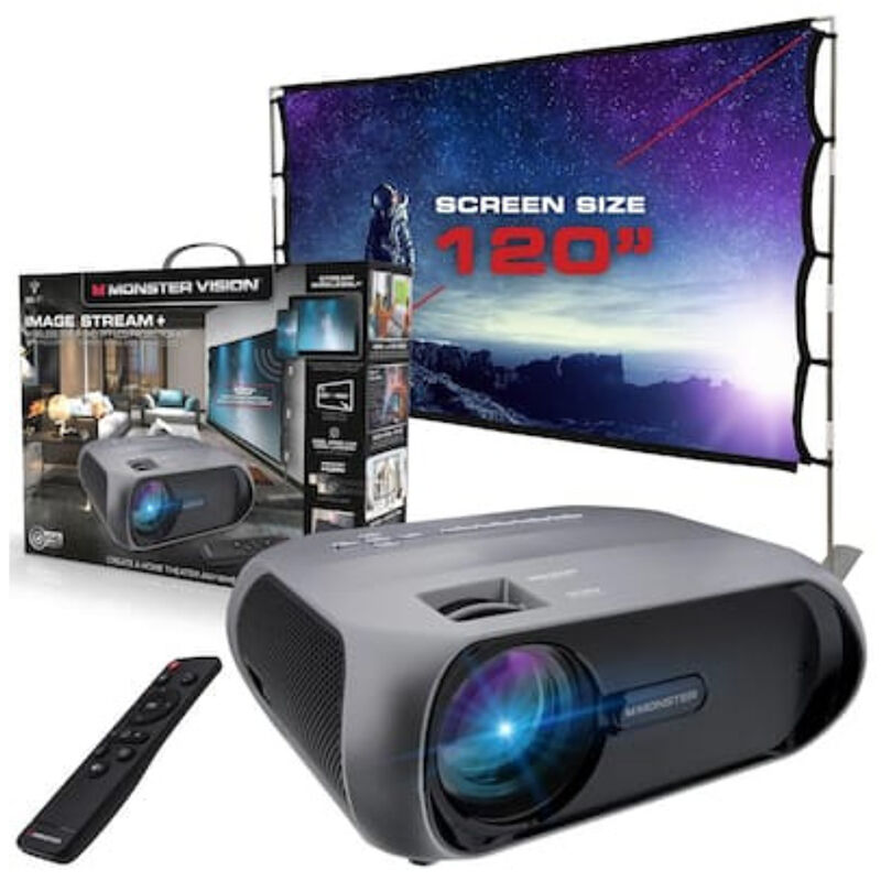 Monster Cable Vision 1920 x 1080p LCD TFT Technology Home Projector Kit, with 2000 Lumens, Comes With 120 Inch Screen/Carrying Case, , hires