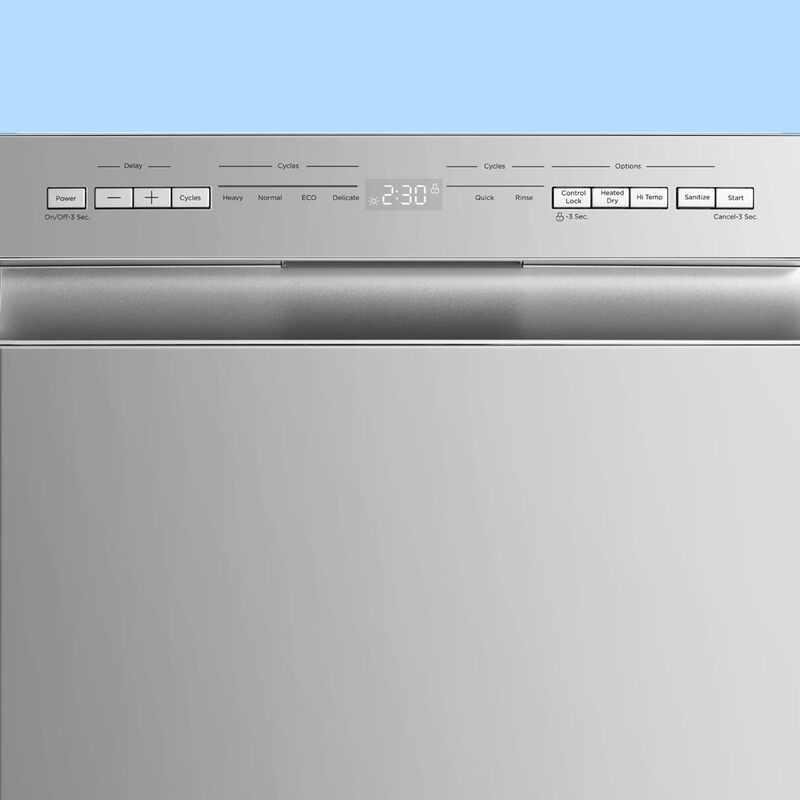 Midea 18 in. Front Control Dishwasher with 52 dBA Sound Level & Pocket Handle - Stainless Steel, , hires