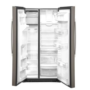 GE 36 in. 21.8 cu. ft. Counter Depth Side by Side Refrigerator with Ice & Water Dispenser - Fingerprint Resistant Slate, Slate, hires