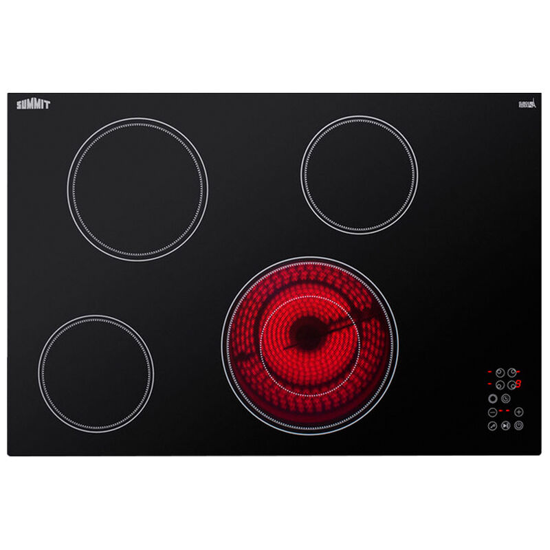 Summit 30 in. 4-Burner Electric Cooktop with Simmer Burner - Black, , hires