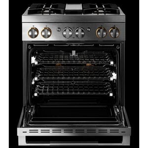 JennAir Rise Series 30 in. 4.1 cu. ft. Smart True European Convection Dual Fuel Range with 4 Sealed Burners - Stainless Steel, , hires