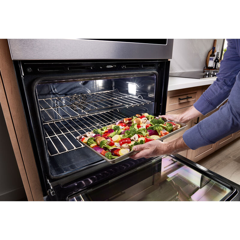 Maytag 30 in. 10 cu. ft. Front Control Electric Double Wall Oven with True European Convection - Fingerprint Resistant Stainless Steel, , hires