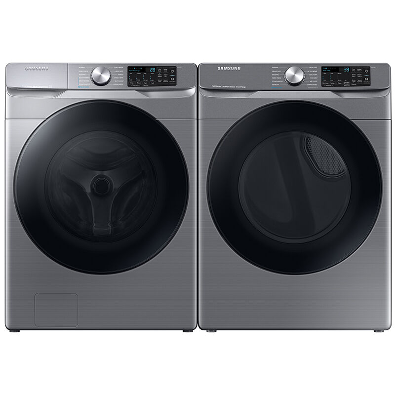 Samsung 27 in. 7.5 cu. ft. Smart Stackable Front Load Electric Dryer with Sanitize Cycle & Sensor Dry - Platinum, Platinum, hires