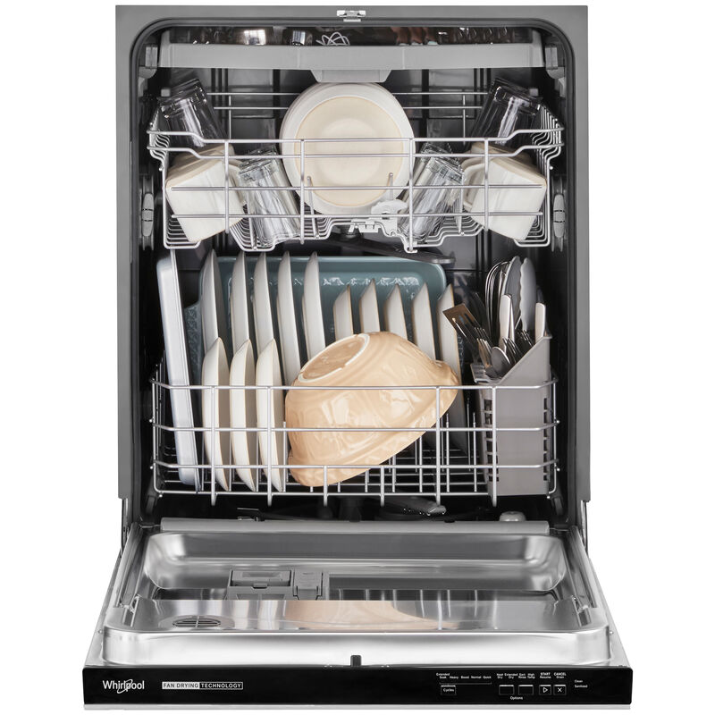 Whirlpool 24 in. Top Control Dishwasher with 51 dBa Sound Level, 3rd-Rack & Pocket - Fingerprint Resistant Stainless, , hires