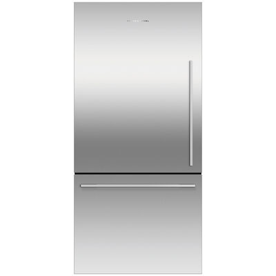 Fisher & Paykel Series 5 32 in. 17.1 cu. ft. Smart Counter Depth Bottom Freezer Refrigerator, Left Hinge - Stainless Steel | RF170WDLX5N