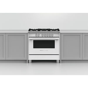 Fisher & Paykel Series 9 Classic 36 in. 4.9 cu. ft. Convection Oven Freestanding Gas Range with 5 Sealed Burners - White, , hires