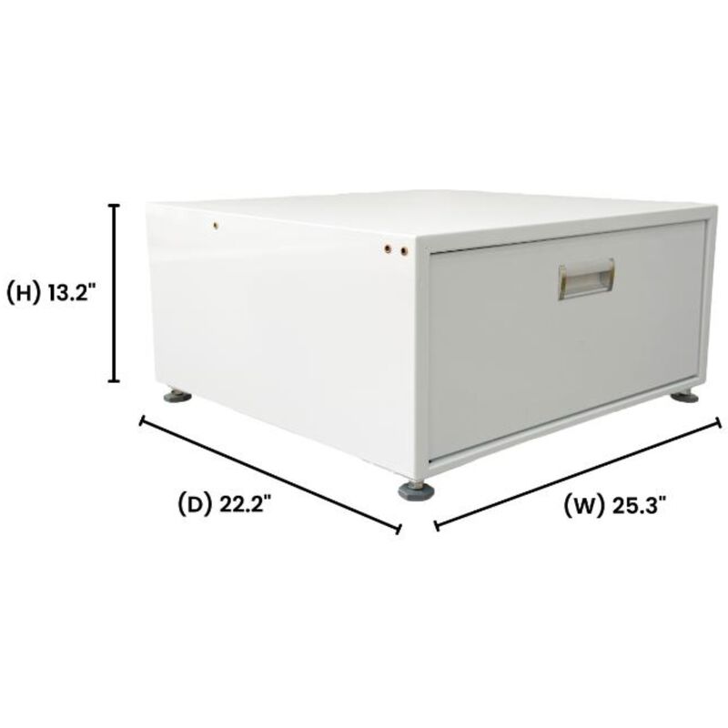 Equator Universal Laundry Pedestal for 24" Washer, Dryer & Combo with Storage Drawer - White, , hires
