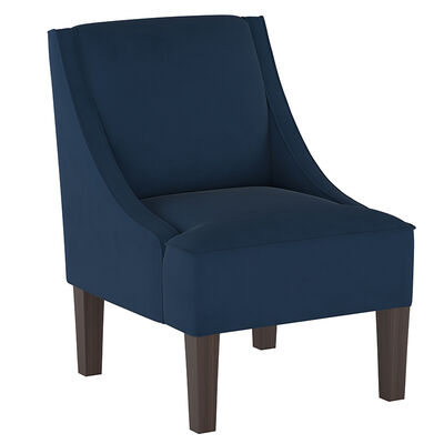 Skyline Furniture Swoop Arm Chair in Velvet Fabric - Blue Ink | 72-1VLVINK