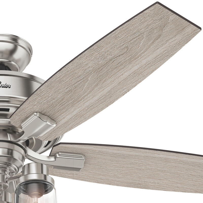 Hunter Bennett 52 in. 3-Light Ceiling Fan with LED Light Kit and Handeld Remote - Brushed Nickel, Brushed Nickel, hires