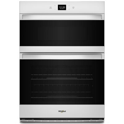 Whirlpool 30 in. 6.4 cu. ft. Electric Smart Oven/Microwave Combo Wall Oven with Standard Convection & Self Clean - White | WOEC5030LW