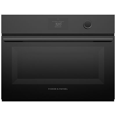 Fisher & Paykel Series 9 24 in. 1.7 cu. ft. Electric Smart Oven/Microwave Combo Wall Oven with Standard Convection - Black Glass | OM24NMTDB1