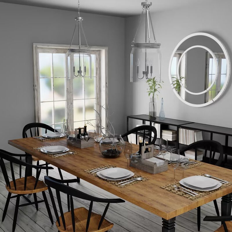 Hunter Devon Park 12 in. 3-Light Pendant with Clear Glass - Brushed Nickel, , hires