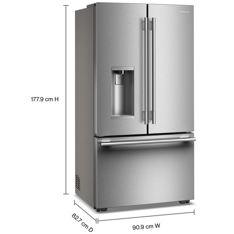 KitchenAid 36 in. 23.1 cu. ft. Smart Counter Depth French Door Refrigerator with Ice & Water Dispenser - Stainless Steel with PrintShield Finish, Stainless Steel with PrintShield Finish, hires