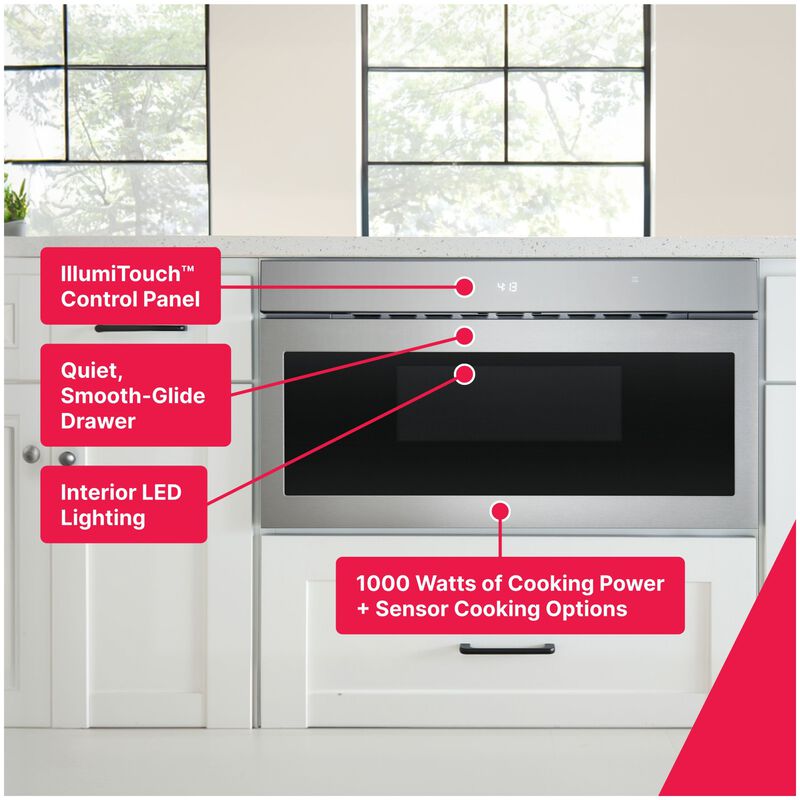 Frigidaire Professional 30 in. 1.2 cu. ft. 1000W Drawer Microwave with Sensor Cooking - Stainless Steel, , hires