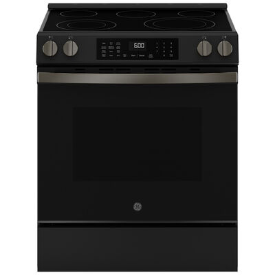 GE 30 in. 5.3 cu. ft. Smart Air Fry Convection Oven Slide-In Electric Range with 5 Radiant Burners - Black Slate | GRS600AVDS