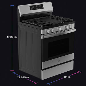 GE Profile 30 in. 5.3 cu. ft. Smart Air-Fry Standard Convection Gas Range with 5 Sealed Burners, Reversible Grill & Griddle - Fingerprint Resistant Stainless Steel, , hires