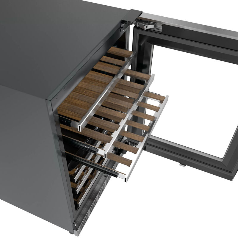 Thermador Professional Series 24 in. Undercounter Wine Cooler with Wood Racks, Dual Temperature Zones & 41 Bottle Capacity - Stainless Steel, , hires