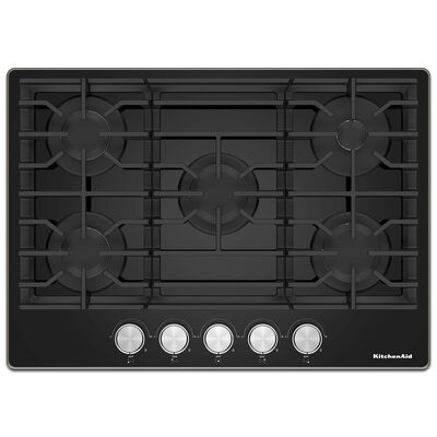 KitchenAid 30 in. 5-Burner Natural Gas Cooktop with Simmer Burner & Power Burner - Black | KCGG530PBL