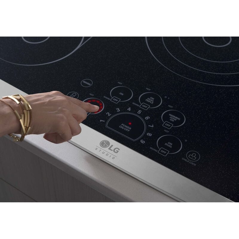 LG Studio 30 in. 5-Burner Electric Cooktop with Simmer Burner & Power Burner - Stainless Steel, , hires