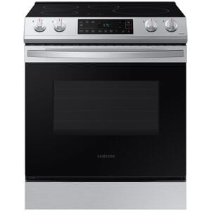 Samsung 30 in. 6.3 cu. ft. Smart Slide-In Electric Range with 4 Induction Burners - Fingerprint Resistant Stainless, Fingerprint Resistant Stainless, hires