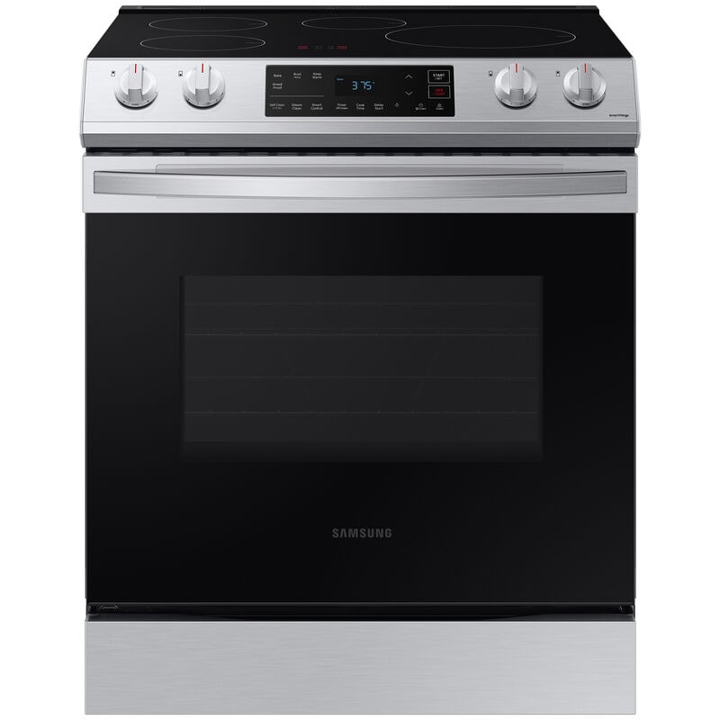 Samsung 30 in. 6.3 cu. ft. Smart Slide-In Electric Range with 4 Induction Burners - Fingerprint Resistant Stainless, Fingerprint Resistant Stainless, hires
