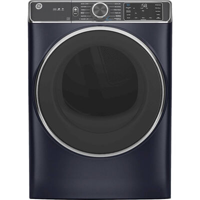 GE 28 in. 7.8 cu. ft. Smart Stackable Electric Dryer with Sensor Dry, Sanitize & Steam Cycle - Sapphire Blue | GFD85ESPNRS
