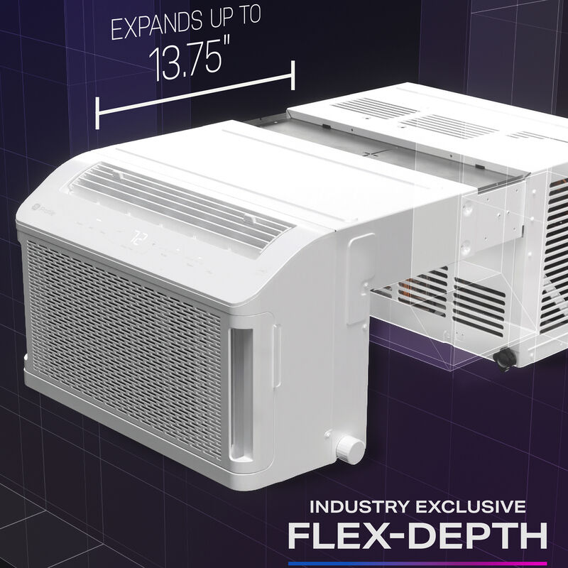GE Profile Clearview 6,100 BTU Smart Saddle Window Air Conditioner with 3 Fan Speeds, Sleep Mode & Remote Control - White, , hires