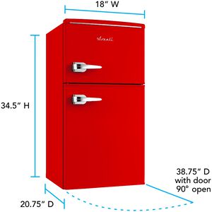 Avanti 18 in. 3 cu. ft. Mini Fridge with Top Freezer - Red, Red, hires