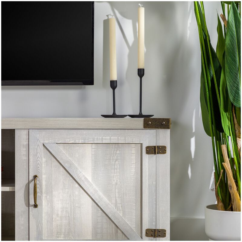 Walker Edison Barn Door 70 in. Modern Farmhouse TV Stand - Stone Gray, , hires