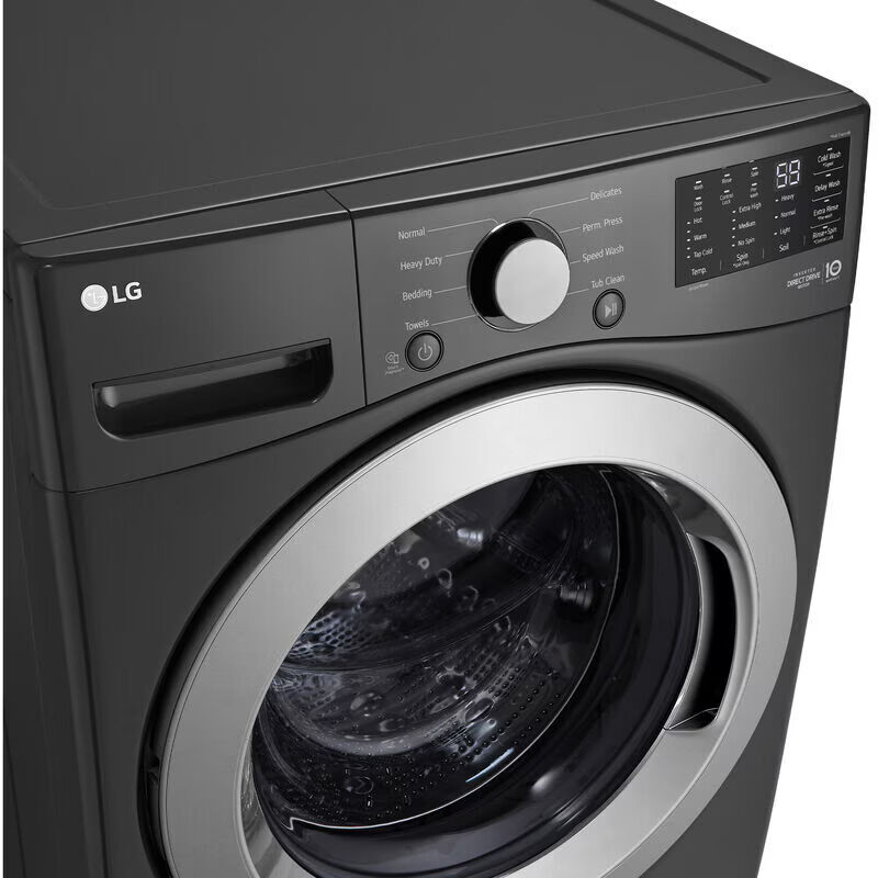 LG 27 in. 5.0 cu. ft. Stackable Front Load Washer with 6 Motion Technology, Tub Clean System & Speed Wash Cycle - Middle Black, , hires