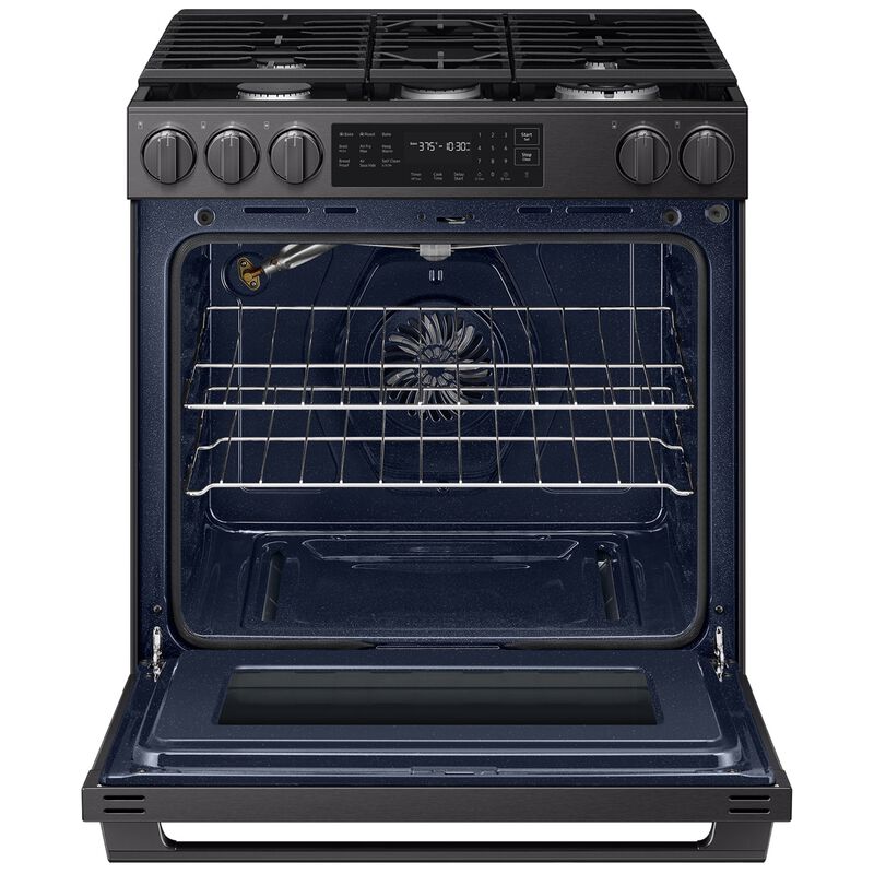 Samsung Bespoke 30 in. 6.0 cu. ft. Smart Air-Fry True European Convection Slide-In Gas Range with 5 Sealed Burners & Griddle - Matte Black Steel, Matte Black Steel, hires