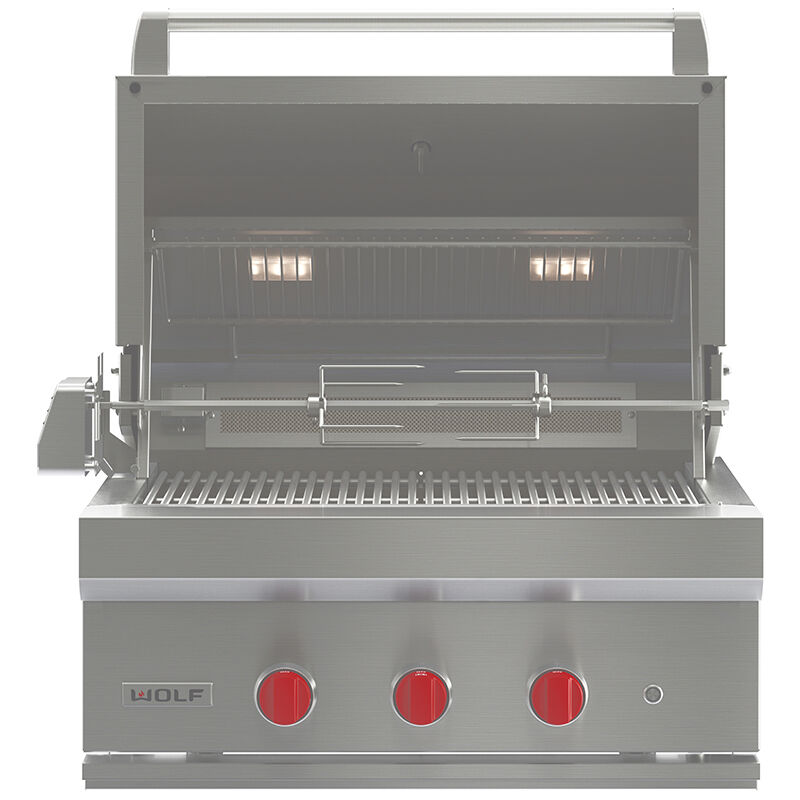 Wolf Designer 30 in. 3-Burner Built-In/Freestanding Liquid Propane Gas Grill with Rotisserie & Sear Burner - Stainless Steel, , hires