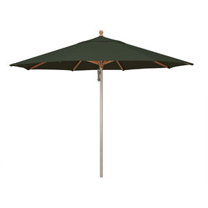 SimplyShade Ibiza 11' Octagon Wood/Aluminum Market Umbrella in Solefin Fabric - Forest Green, Green, hires