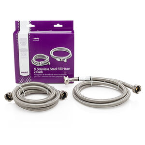 Smart Choice 6' Stainless Steel Braided Washer Fill Hose (2 Pack), , hires
