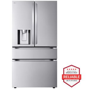 LG 36 in. 24.5 cu. ft. Smart Counter Depth 4-Door French Door Refrigerator with Ice & Water Dispenser - PrintProof Stainless Steel, , hires
