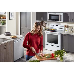 KitchenAid 30 in. 6.4 cu. ft. True European Convection Electric Range with Radiant Burners - White, White, hires