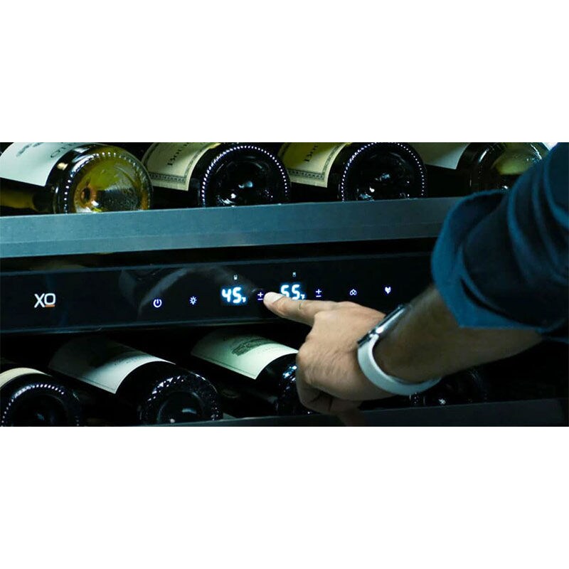 XO 24 in. Undercounter Wine Cooler with Metal Racks, Dual Temperature Zones & 46 Bottle Capacity - Black Stainless Steel, , hires