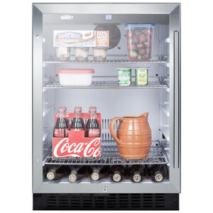 Summit Commercial 24 in. 4.9 cu. ft. Built-In/Freestanding Compact Beverage Center with Adjustable Shelves, Digital Control & Left Hinge - Stainless Steel, , hires