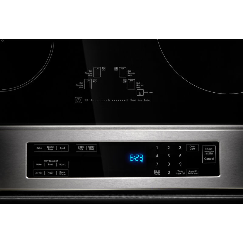 KitchenAid 30 in. 6.4 cu. ft. Air Fry True European Convection Steam Slide-In Electric Range with 4 Induction Burners - Stainless Steel, , hires