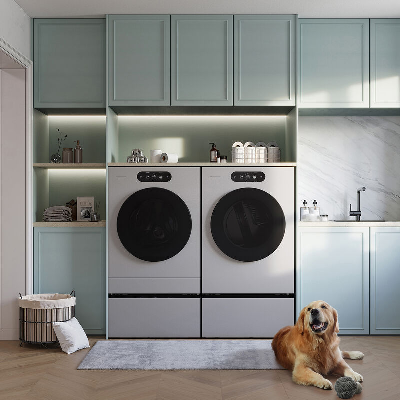 LG 29 in. 5.8 cu. ft. Smart Stackable Front Load Washer with Built-In Intelligence, TurboWash 360, EZ Dispense, Sanitize & Steam Cycle - Brushed Platinum Steel, , hires