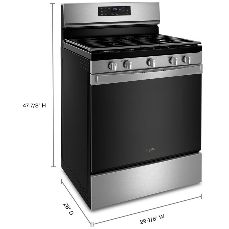 Whirlpool 30 in. 5 cu. ft. Air Fry Standard Convection Gas Range with 5 Sealed Burners - Stainless Steel, , hires