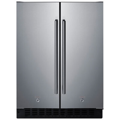 Summit 24 in. 3.8 cu. ft. Mini Fridge with Freezer Compartment - Stainless Steel with Black Cabinet | FFRF24SS