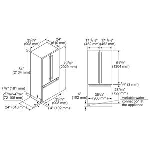 Bosch Benchmark 36 in. 19.4 cu. ft. Built-In Smart Counter Depth French Door Refrigerator with Ice Maker - Custom Panel Ready, , hires