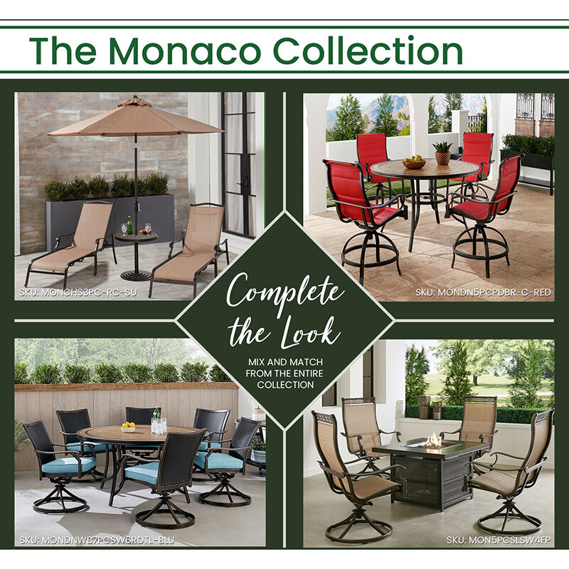 Hanover Monaco 7-Piece Dining Set Red With Six Dining Chairs and a 60" Tile- Top Table - Red/Bronze, , hires