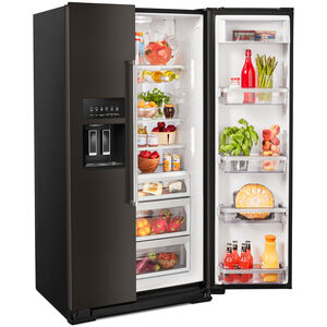KitchenAid 36 in. 19.9 cu. ft. Counter Depth Side-by-Side Refrigerator With External Ice & Water Dispenser - Black Stainless Steel, Black Stainless Steel, hires
